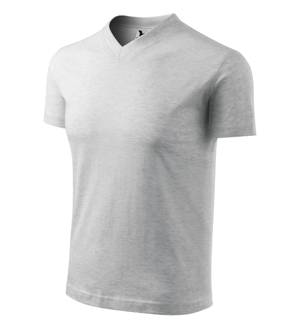 V-neck tričko unisex svetlosivý melír S