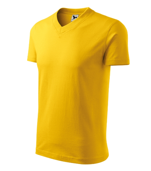 V-neck tričko unisex žltá S