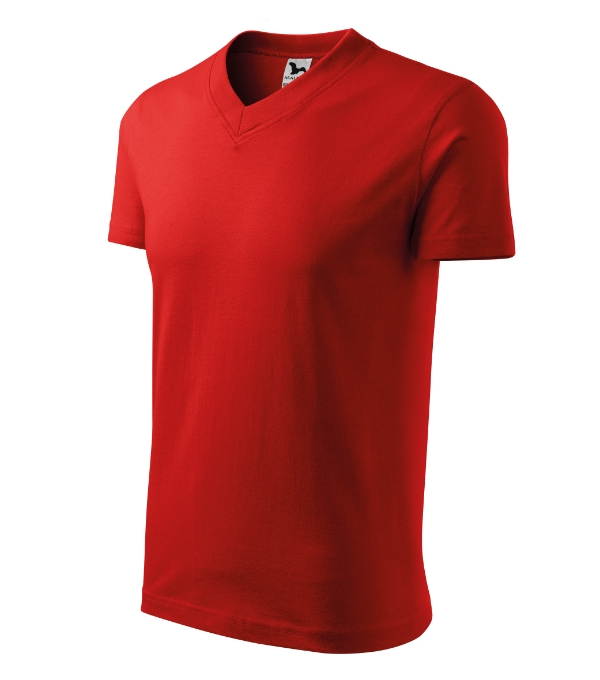 V-neck tričko unisex červená S