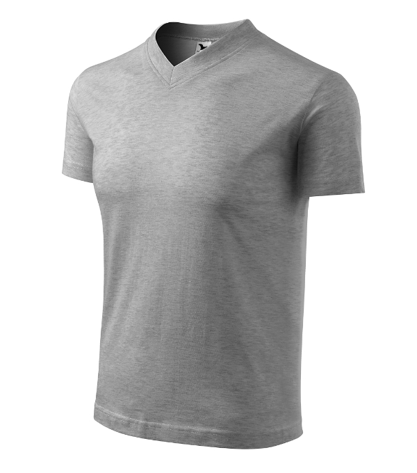 V-neck tričko unisex tmavosivý melír S