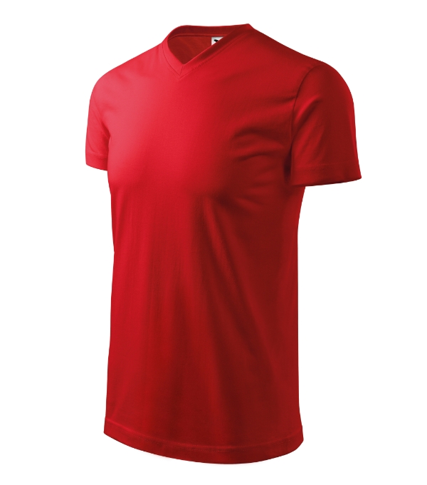 Heavy V-neck tričko unisex červená S