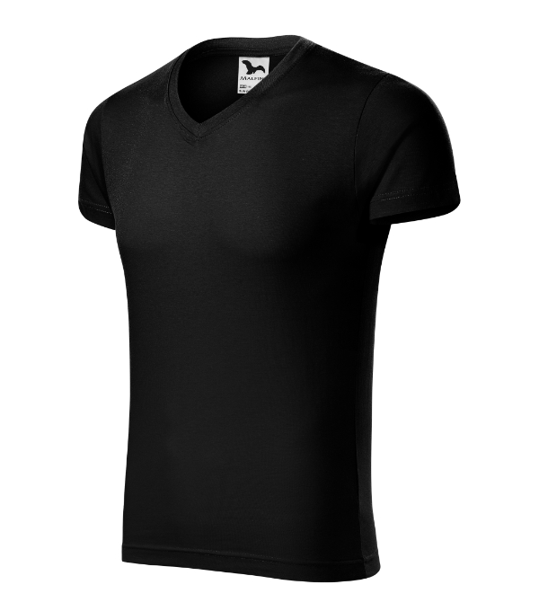 Slim Fit V-neck tričko pánske čierna S