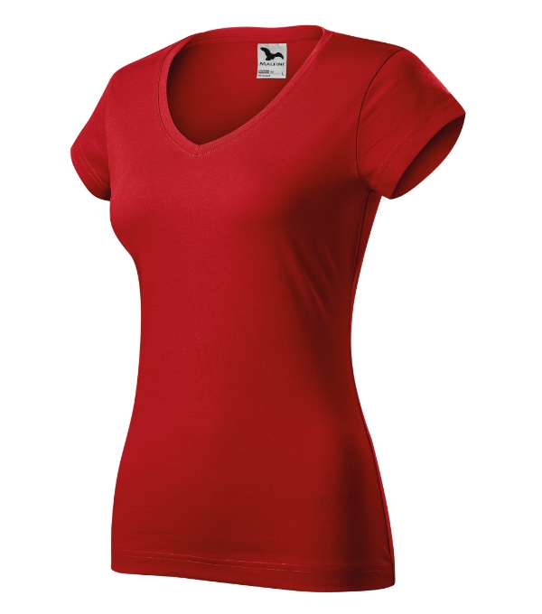 Fit V-neck tričko dámske červená XS