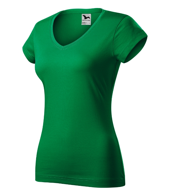 Fit V-neck tričko dámske trávová zelená XS