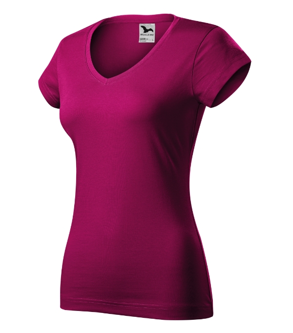 Fit V-neck tričko dámske fuchsia red XS