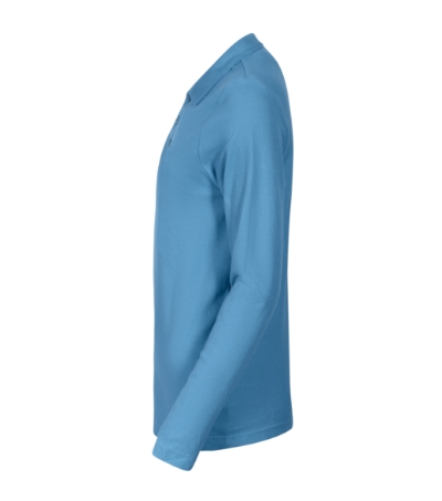 azure blue Pique Polo LS