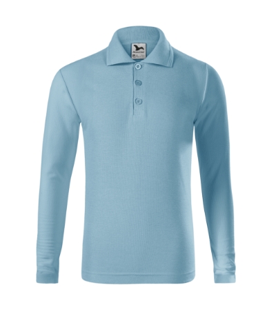 sky blue Pique Polo LS