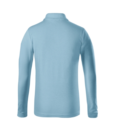 sky blue Pique Polo LS